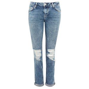Topshop Moto Lucas Distressed Blue Denim Jeans 28"
